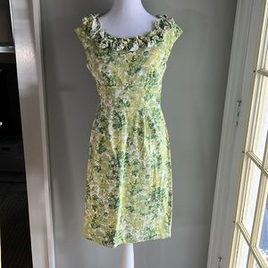 London Times Green/Yellow Floral Dress Sleeveless